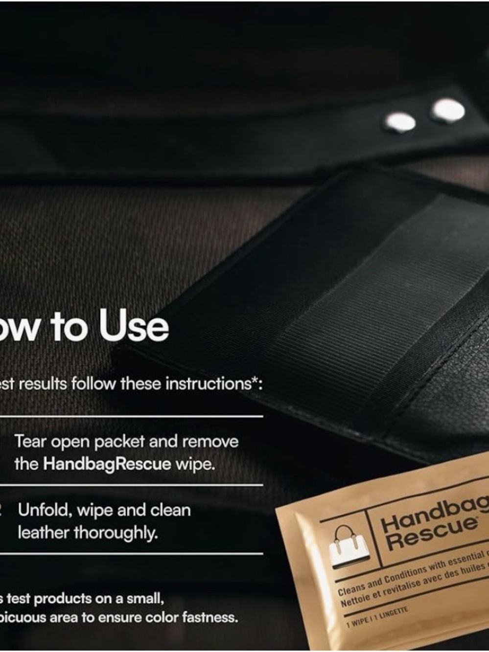 Handbag Rescue All-Natural Leather Cleaning Travel Wipes, 2 Pack - Picture 5 of 5